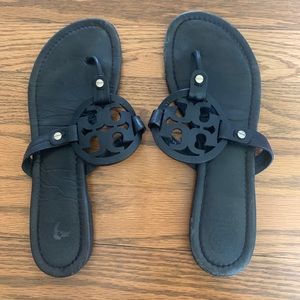 Tory Burch black leather Miller flat